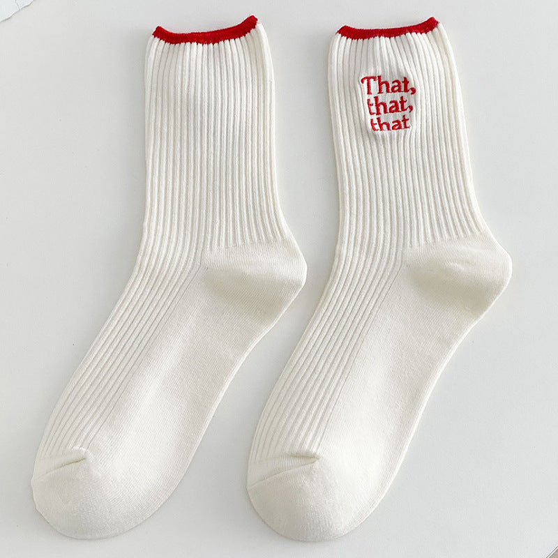 New Women's Cute Letter Embroidery Socks
