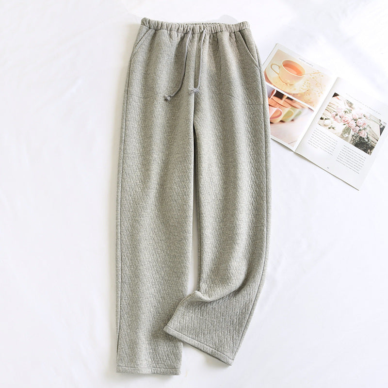 Cotton Air Layer Couple's Thickening Trousers With Side Pockets