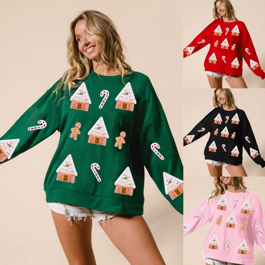 Efterår og vinter ny europæisk og amerikansk julehus-paillet-sweater