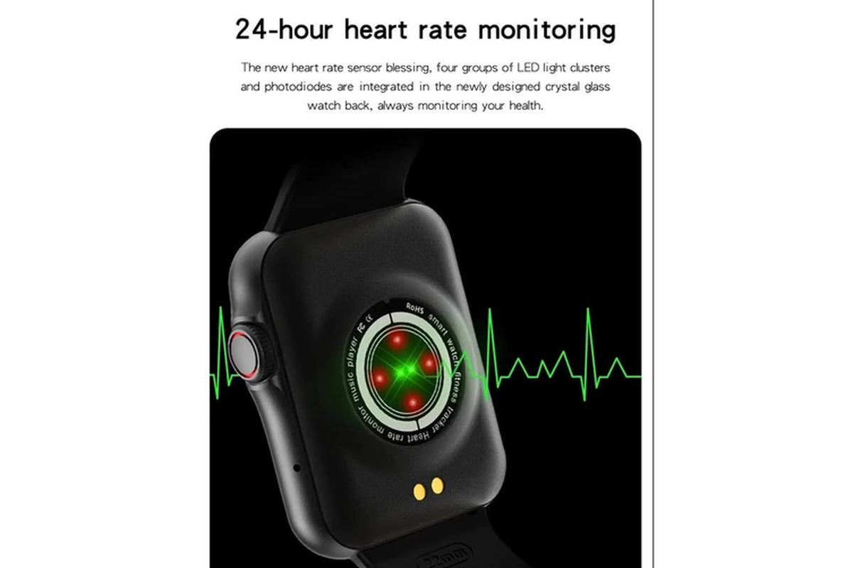 Women Smart Watch Full Touch HD Screen Smart Watch Sport Tracker Calling Smartwatch Heart Rate BP ECG with Music Playback Watch - Black Silicone