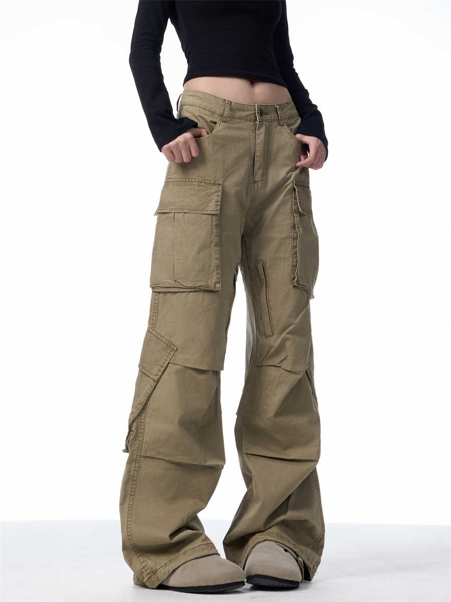 Retro Multi-pocket Cargo Loose Straight Casual Pants