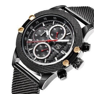 Herrekvartsur Sportskalender Trådnet med Herrekvartsur