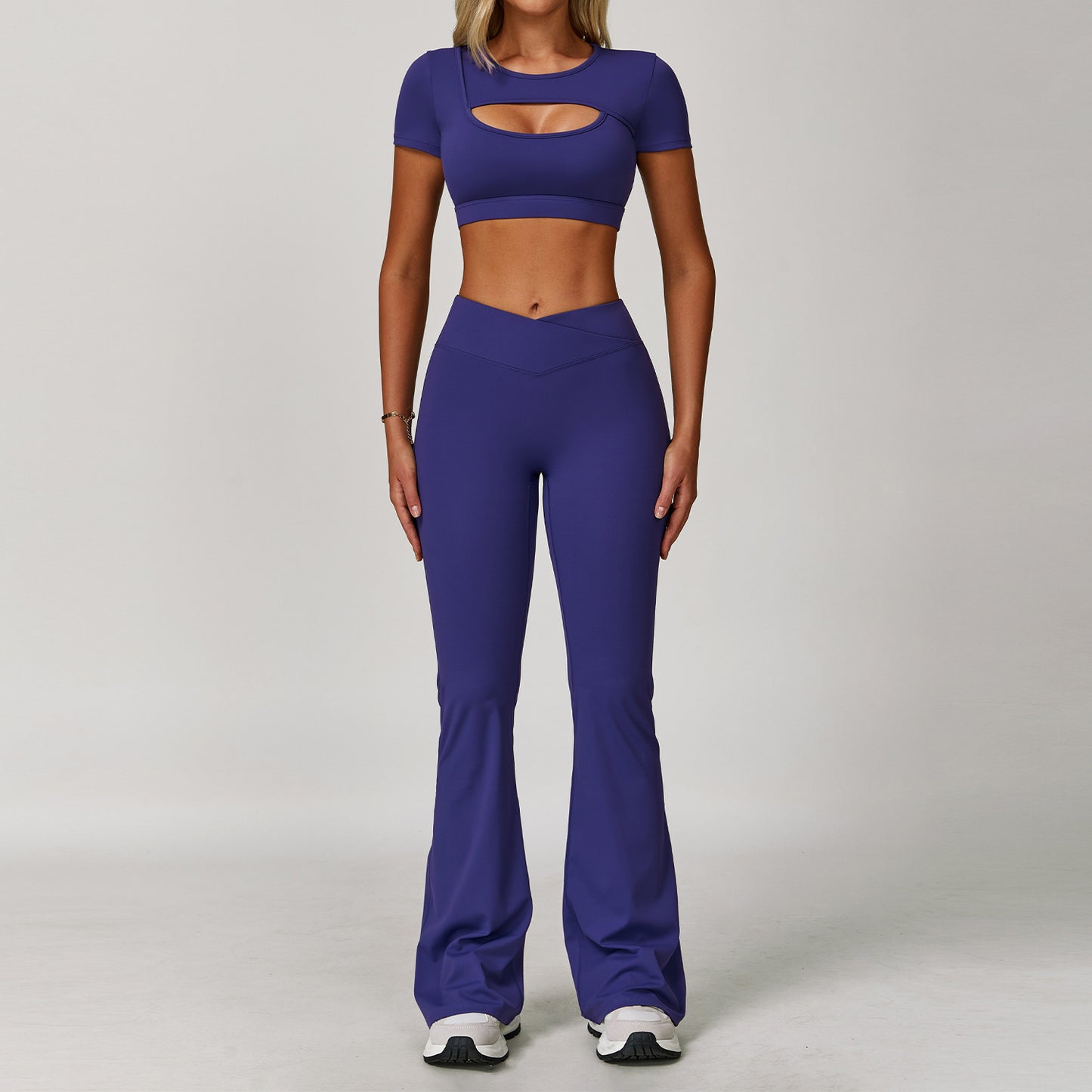Yoga Short Sleeve Hollow-out Tight Sports T-shirt