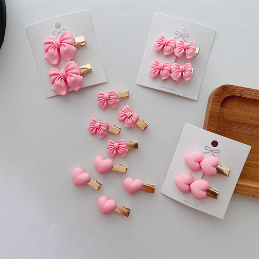 Pink Bow Heart Girls' Hairpin