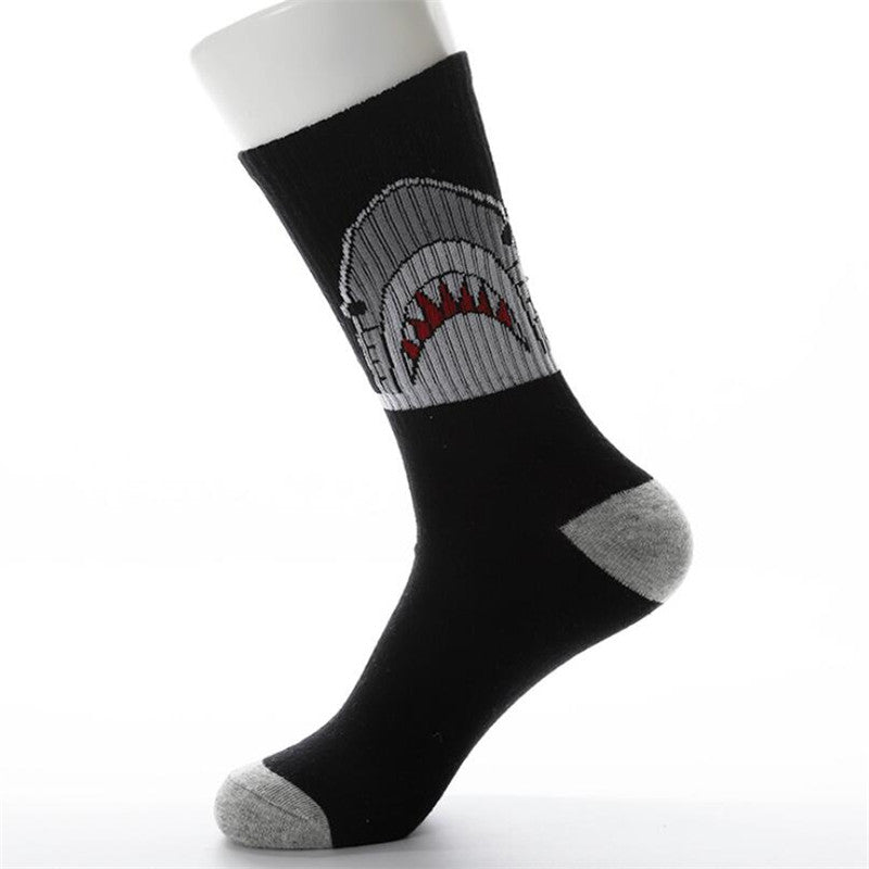 Shark Sports Basketball Medium Socks Cartoon Jacquard