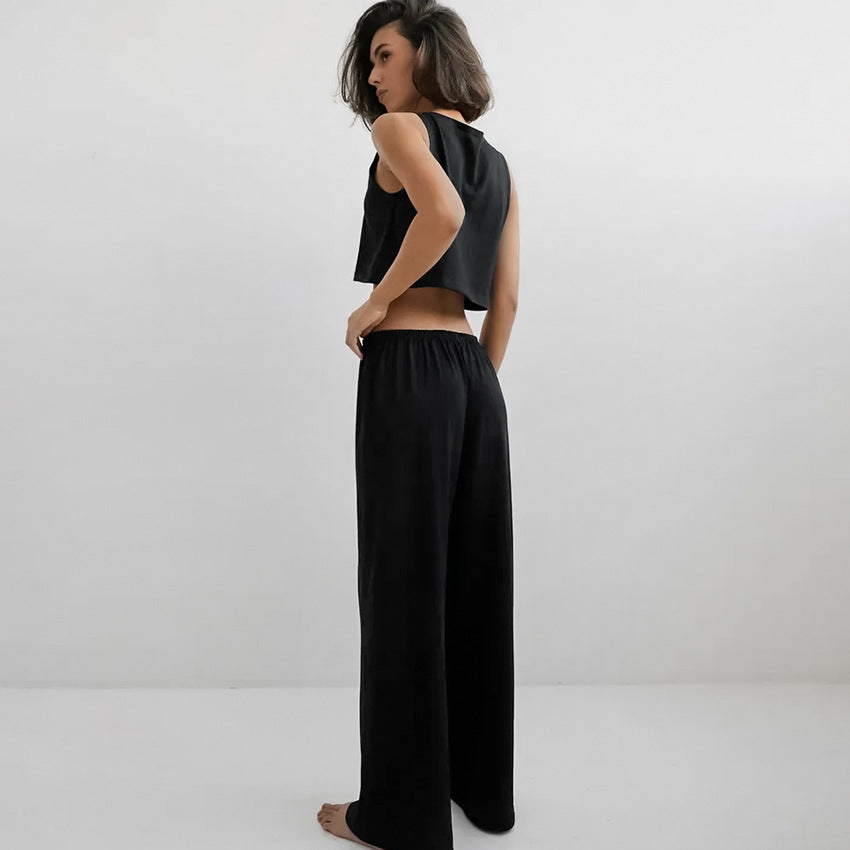 New Arrival Home Wear Sleeveless Tank Top And Pants Two-Piece Set