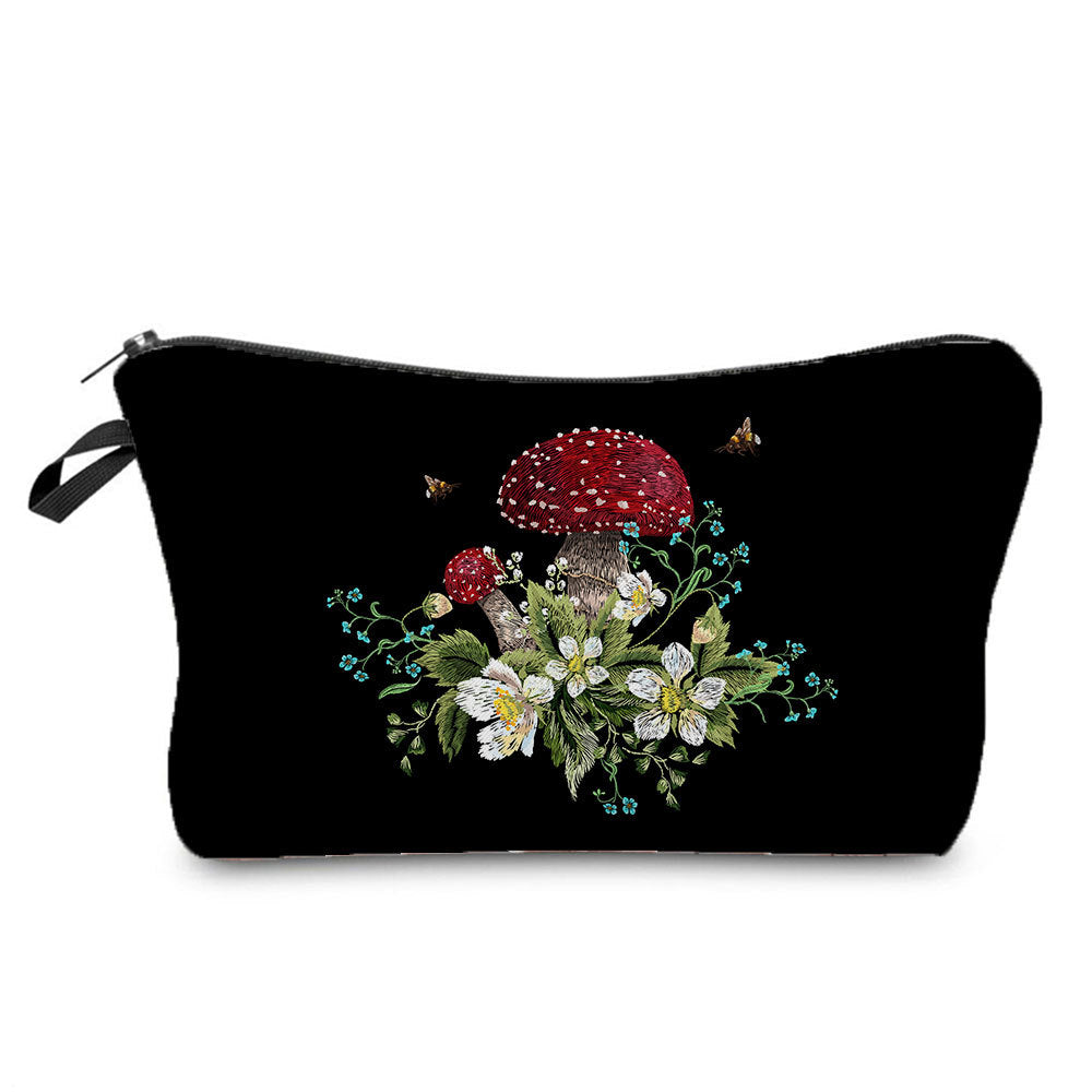 Cartoon Mushroom Dumpling Type Printed Makeup Bag