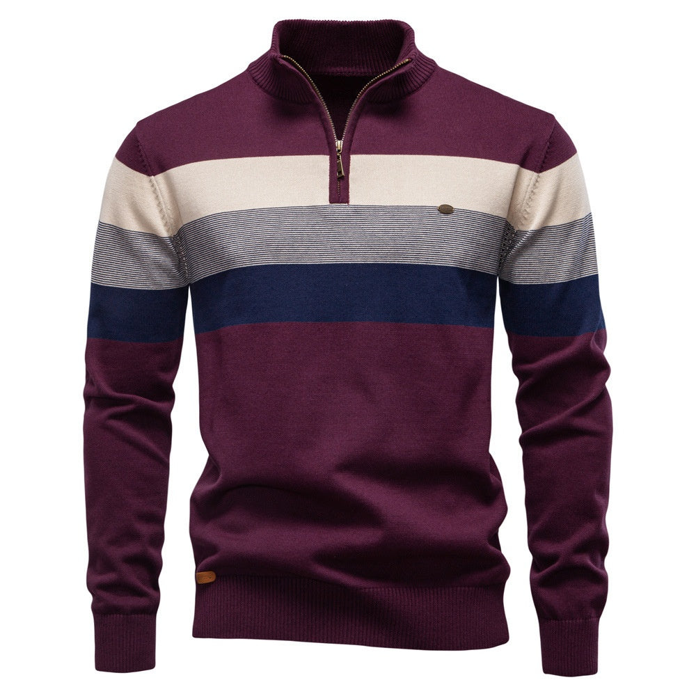 Europe And America's New Men's Chest Stand Collar Sweater