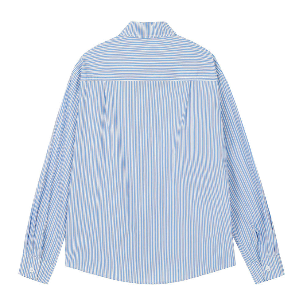 Vertical Striped Long-sleeved Shirt Spring And Autumn American Style Street Fashion