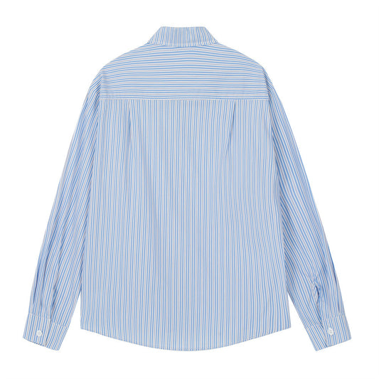 Vertical Striped Long-sleeved Shirt Spring And Autumn American Style Street Fashion