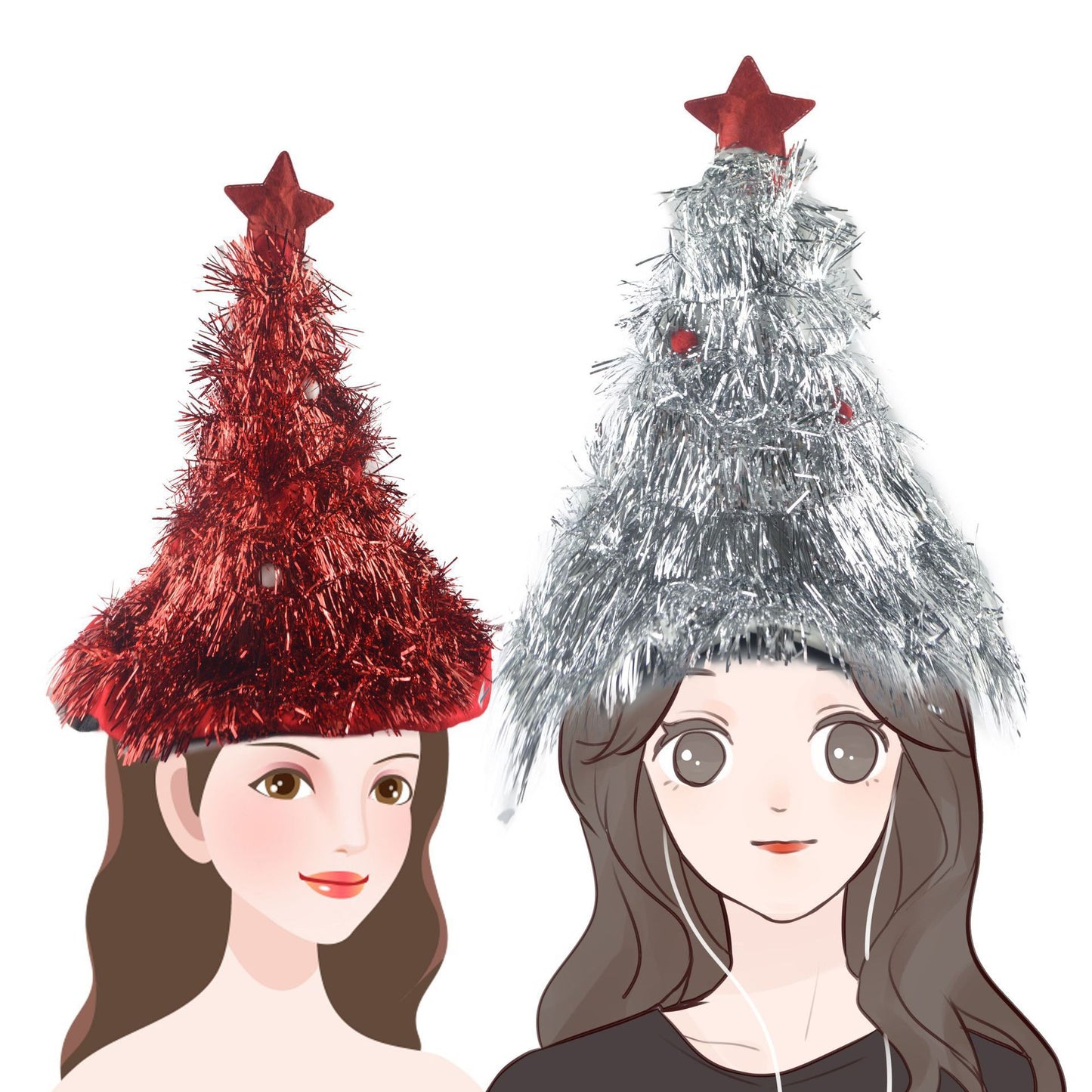 Christmas Green Gold Silk Christmas Hat Decoration