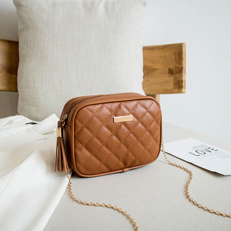 Diamond Embroidered Solid Color Camera Bag Chain