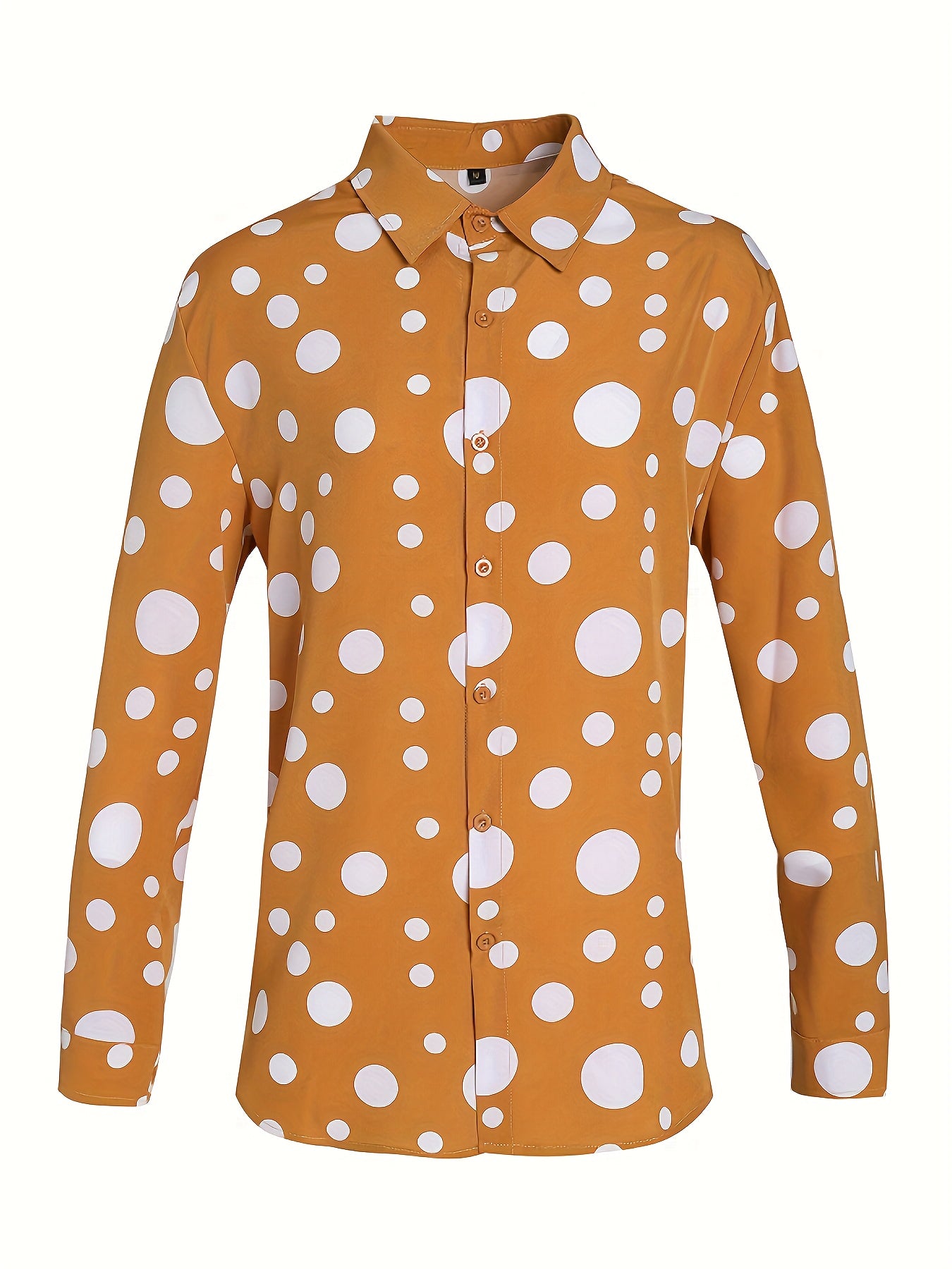 Casual And Versatile Long-sleeved Shirt With Polka Dot Prints For Teenagers And Men