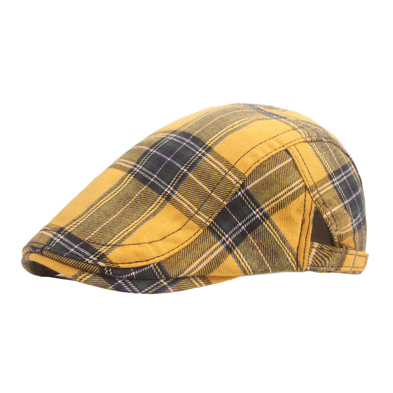 Men's And Women's Literary And Artistic Simple Plaid Sun Hat