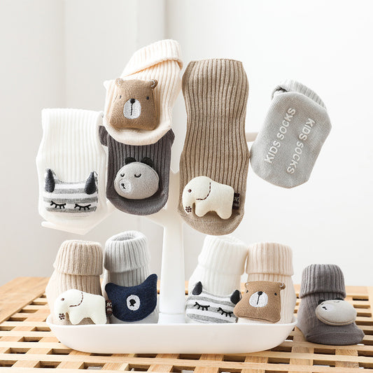 Newborn Baby Socks With Three-dimensional Cartoon Doll