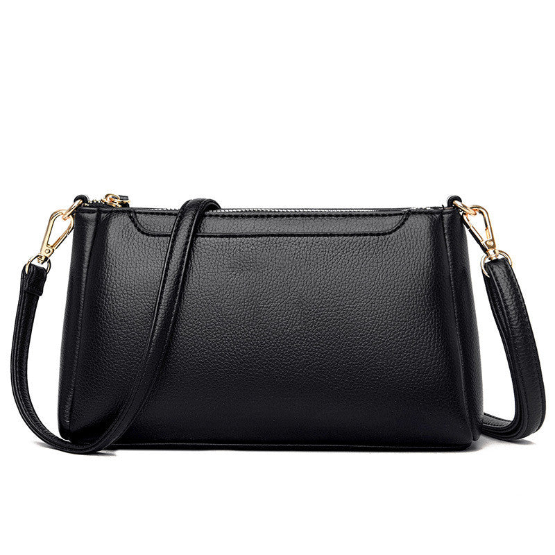 Soft Leather Multi-layer Middle-aged Women's Shoulder Messenger Bag