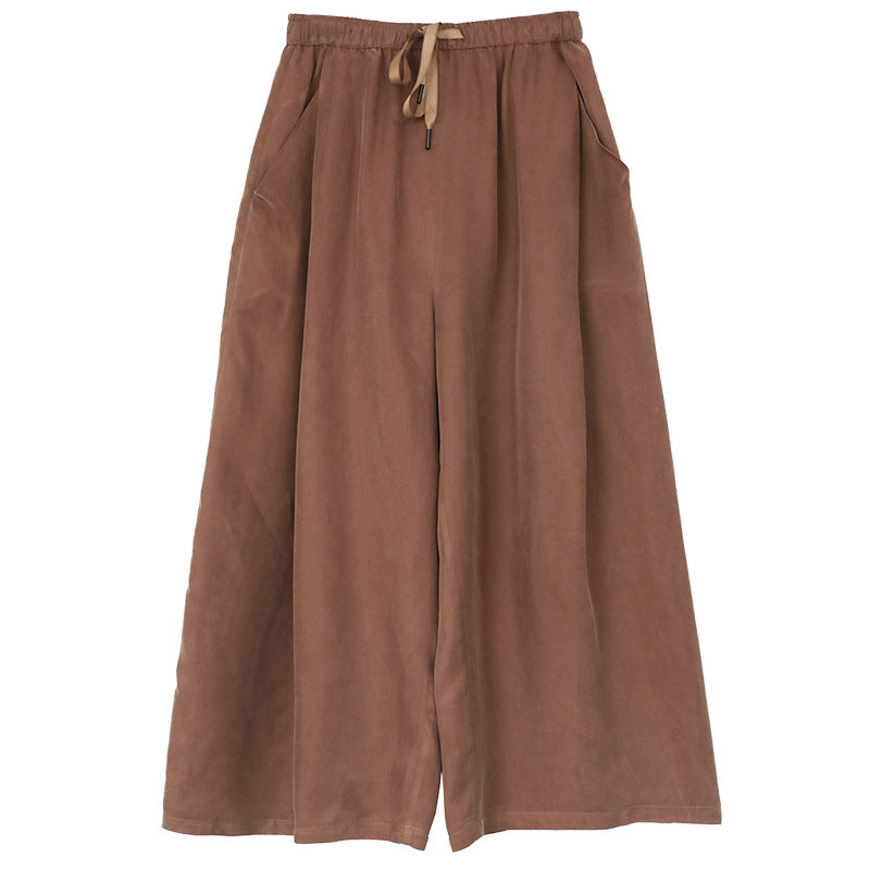 Cuprammonuium Summer New Ice Refreshing Tied Elastic Waist Loose Elegant Casual Pants