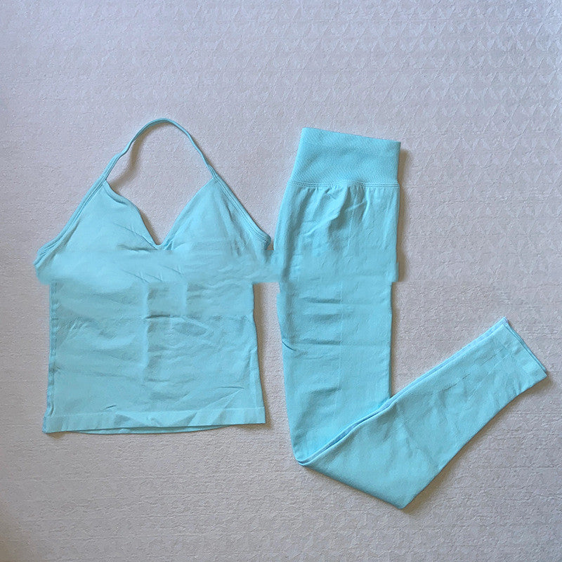 Sports Yoga Pants Back-shaping Camisole Waist-cinching Workout Tank Top And Long Pantscomplete Outfit Set