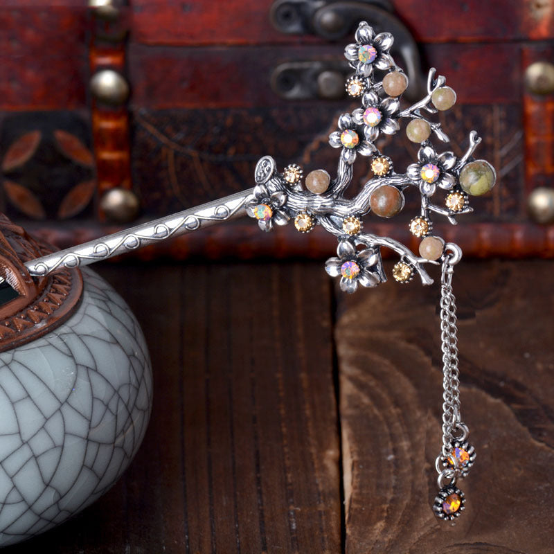Ancient silver branch hairpin