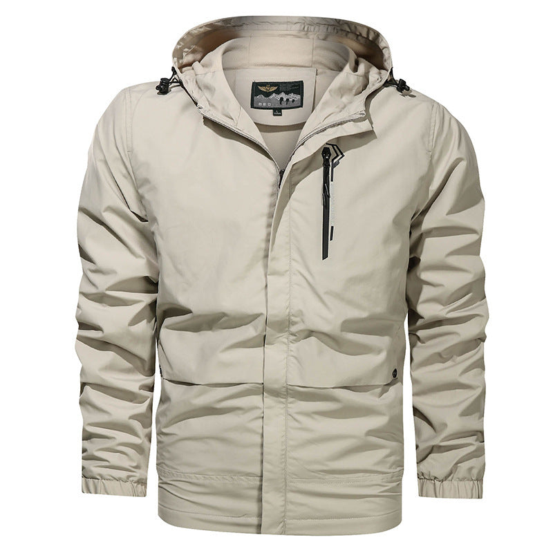 Men's Outdoor Hooded Large Size Quick Dry Jacket Loose Youth Solid Color Jacket