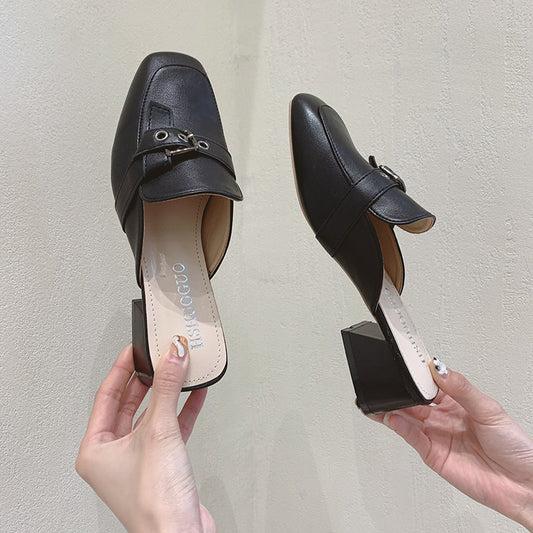 Lazy Women's Shoes Baotou Half Slippers With A Pedal