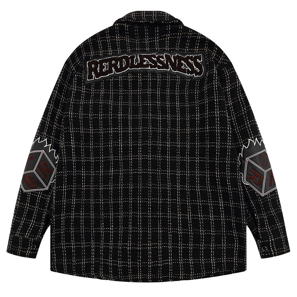 Patch Embroidered Letters Long Sleeve Shirt