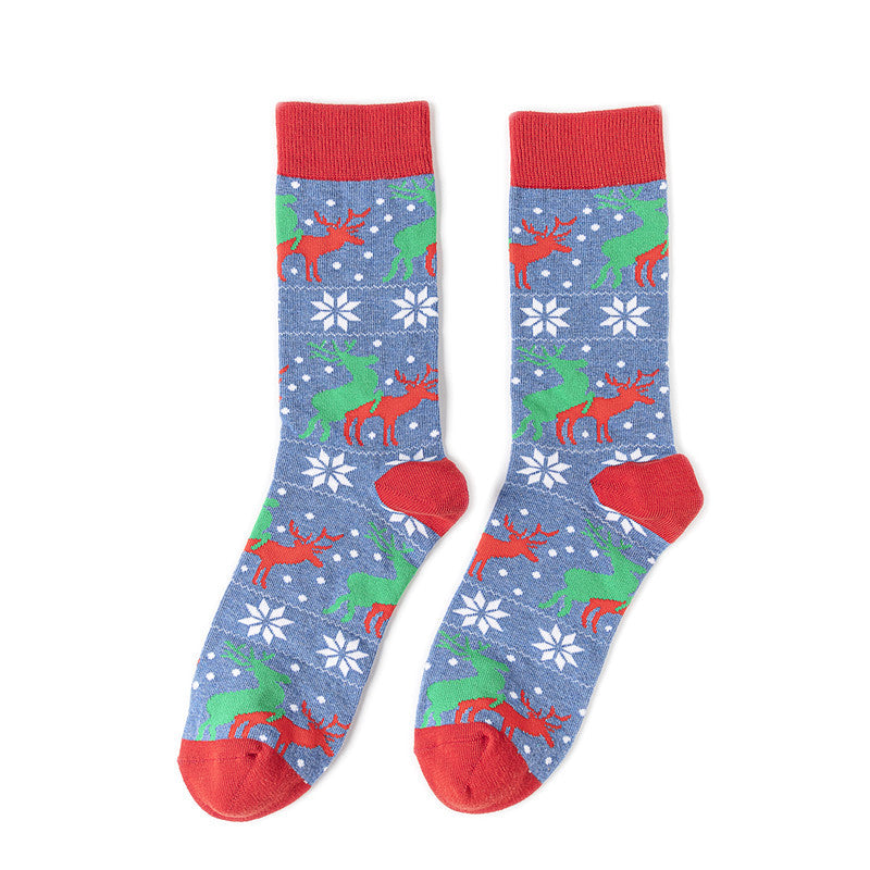 Cotton Cartoon Men's Personalized Christmas Mid-calf Socks