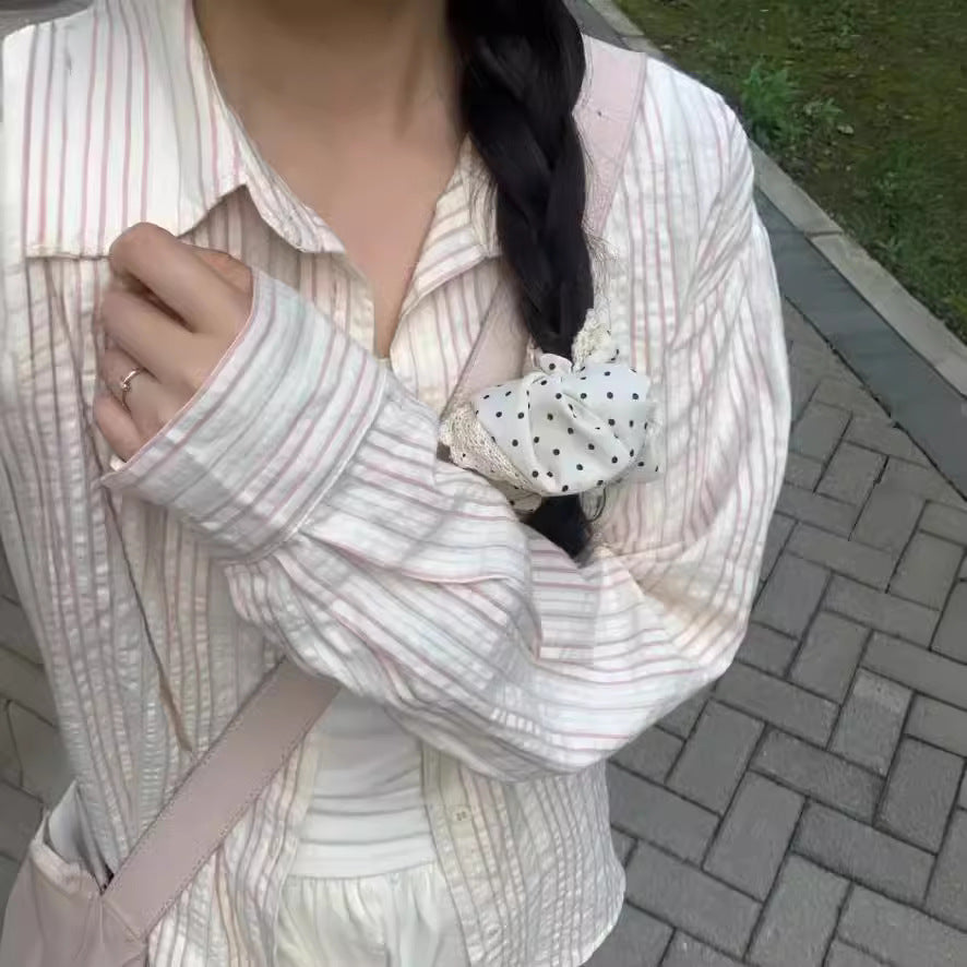 Sun Protection Shirt Women's Loose Slimming Casual Vertical Stripe Shirt Coat