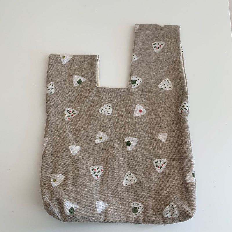 Japanese Style Multi-color Printed Linen Wrist Bag