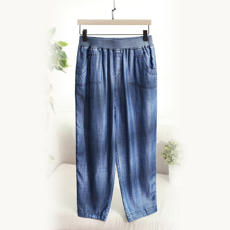 Draped Tencel denim harem pants