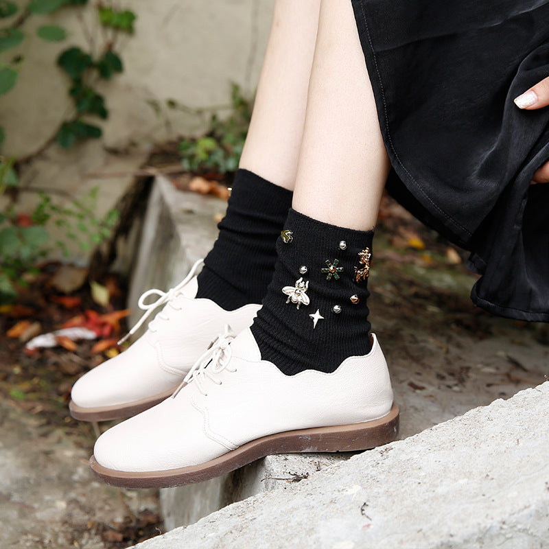 Handmade Pearl Pile Socks Combed Cotton