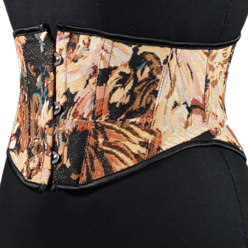 16cm Short 3 Button Jacquard Oil Painting Body Sculpting Girdle