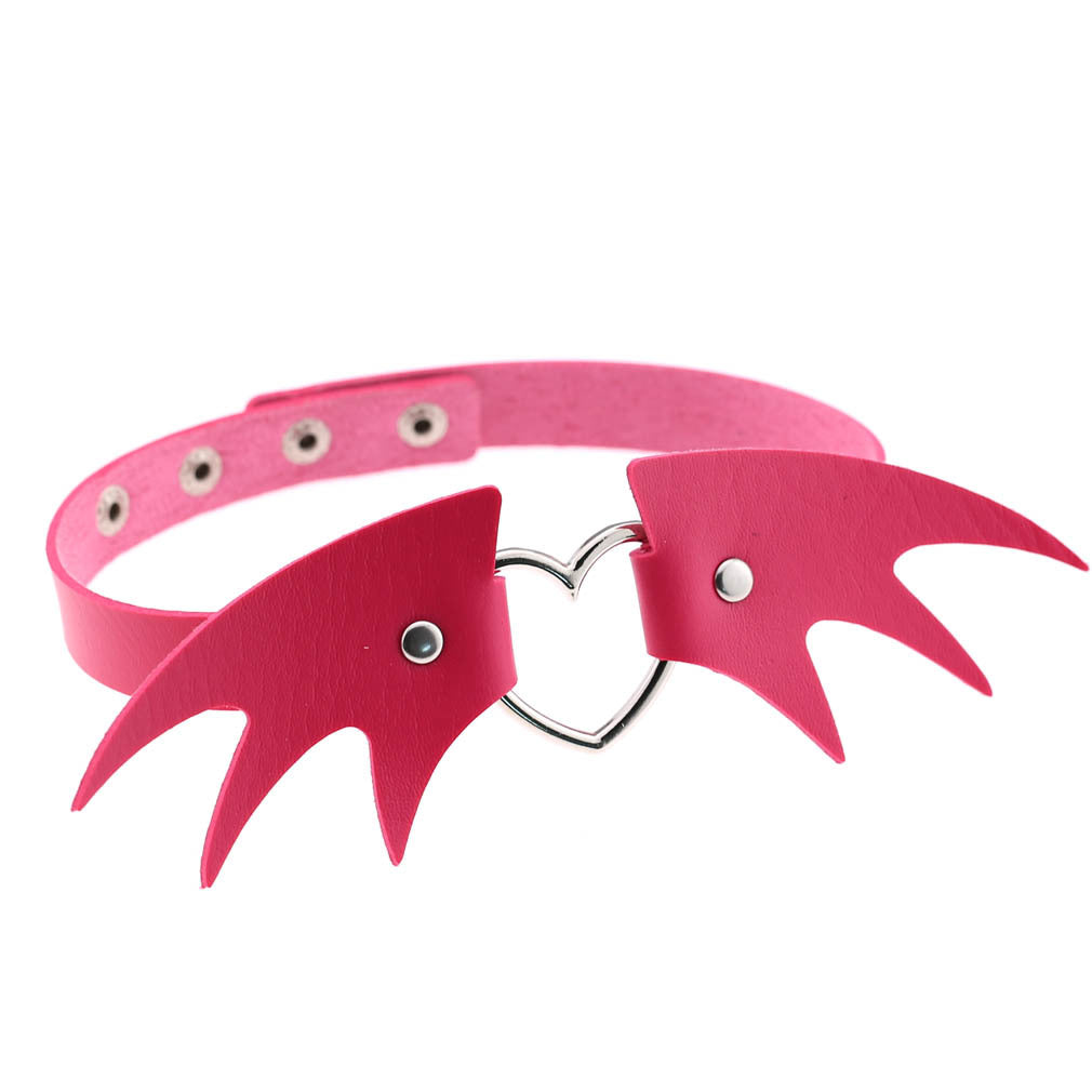 Punk style little devil PU leather collar bone collar