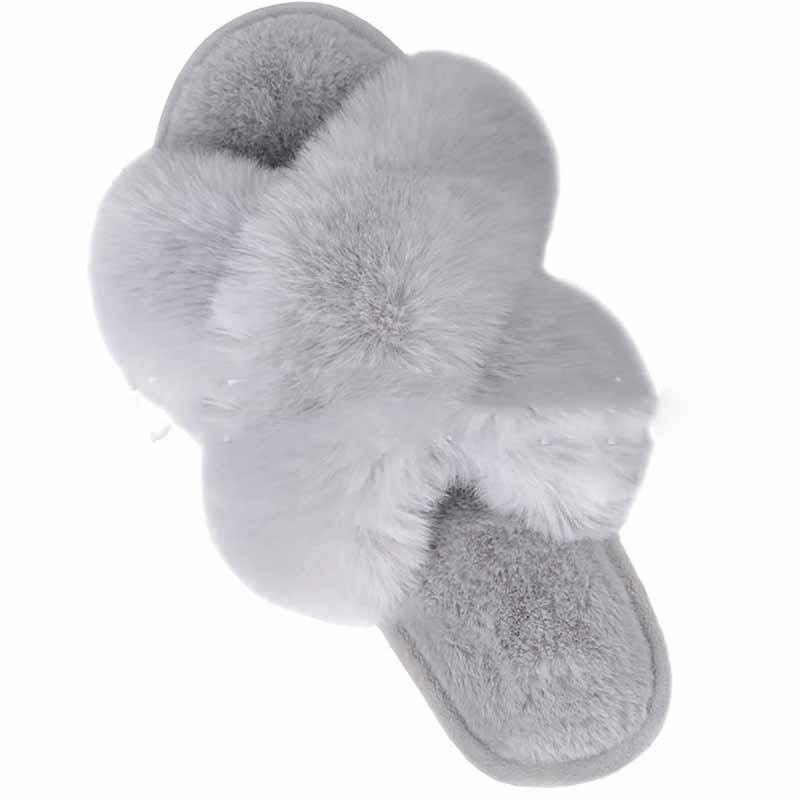 Dame Mode Varme Bløde Hjemmesko Hyggelige Faux Fur Kryds Indendørs Sandaler Flade Bløde Pelsede Damemodeberømtheder Tøfler