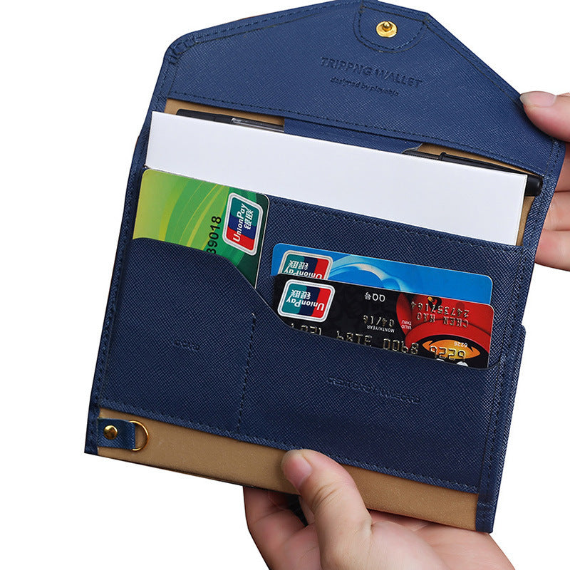Multifunctional tri-fold PU passport bag