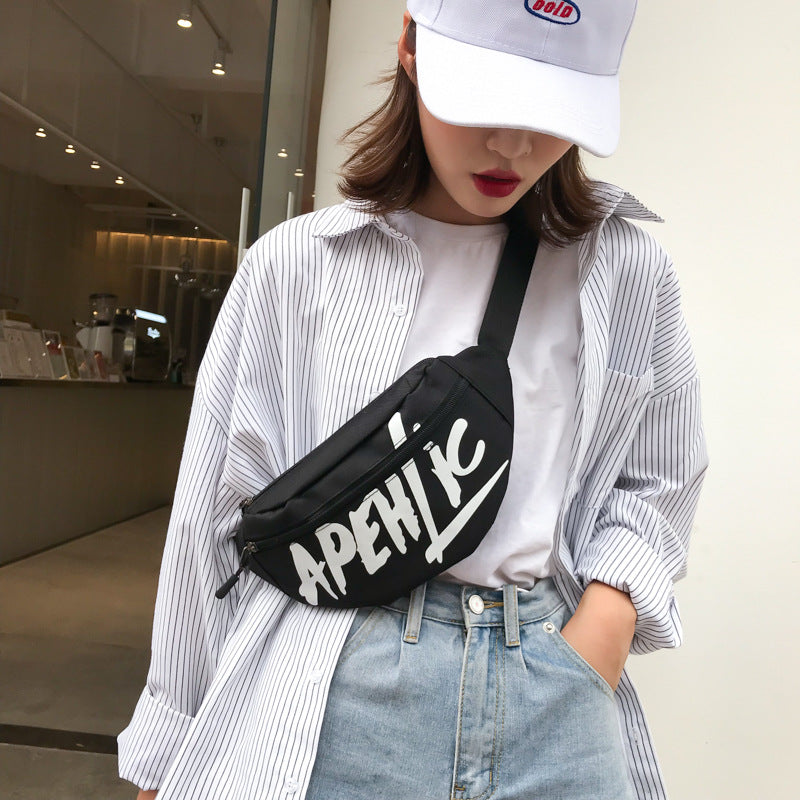 Nylon printed letters small satchel