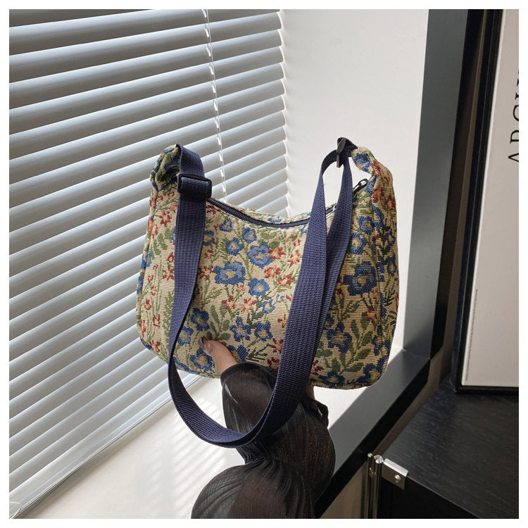Large Capacity Printing Stylish Stitching Fabric Armpit Large Shoulder Bag