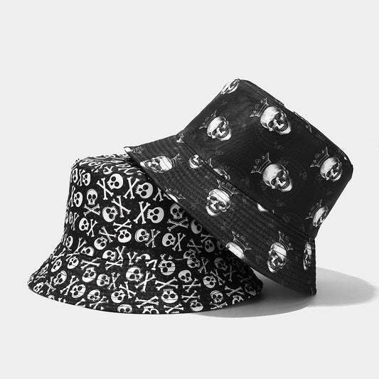 Fashionable Sunshade Skull Pattern Double-sided Bucket Hat