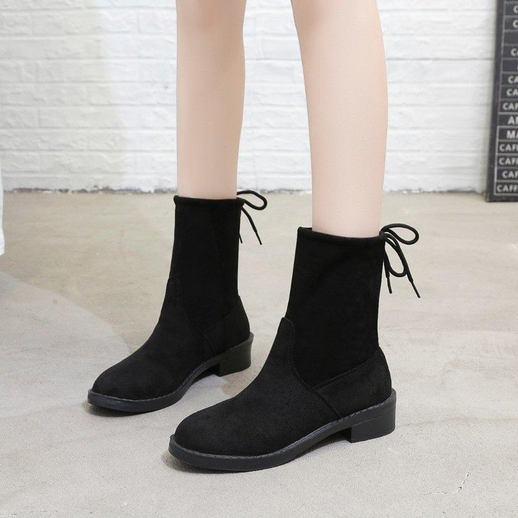 Women's Plus Size European And American Low Heel Plus Velvet Slim Stretch Boots
