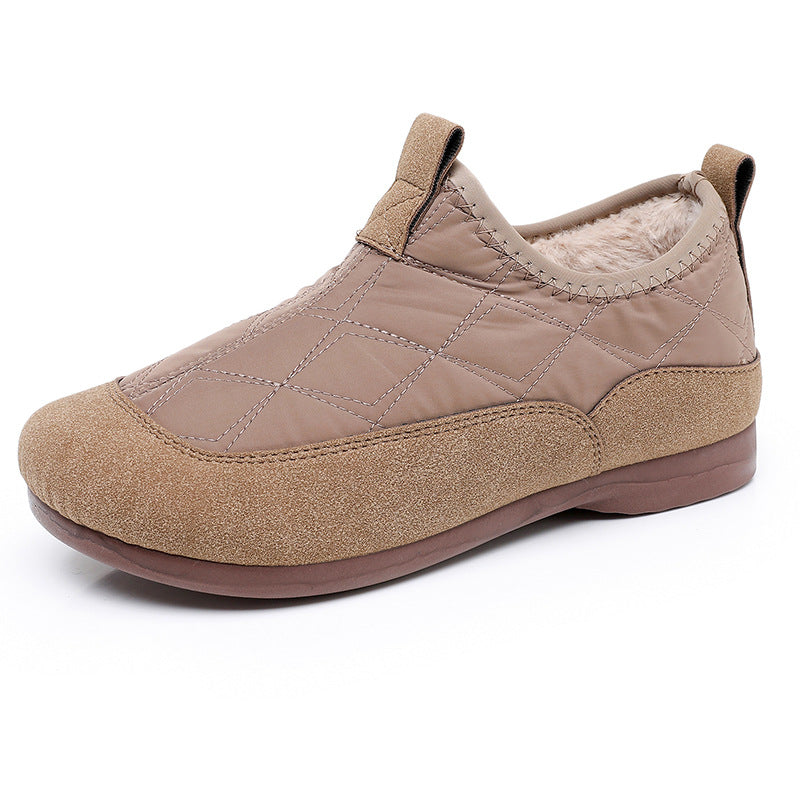 Winter Cloth Shoes For Women Plus Velvet Soft Bottom One Pedal Cotton Shoes Warm Flat Bottom Gommino