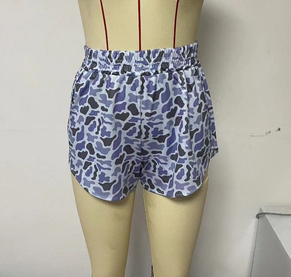 Fashion Women's Elastic Digital Printed Shorts