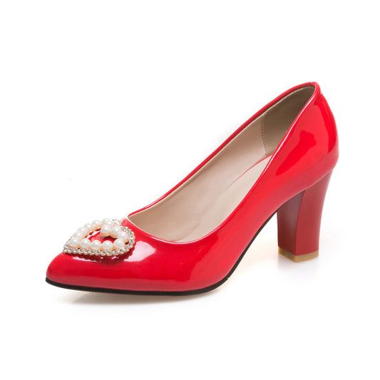 Heart-shaped pearl women's shoes