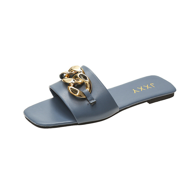 New Style Women's Slippers With Square Toe Flip Flops
