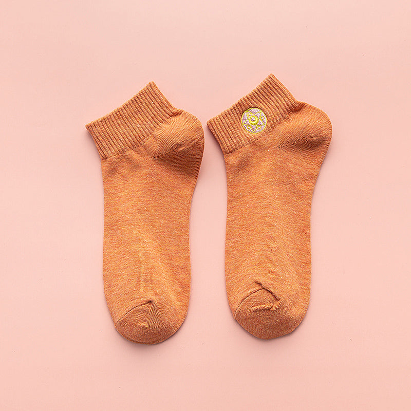 Cartoon embroidery summer thin short cotton socks