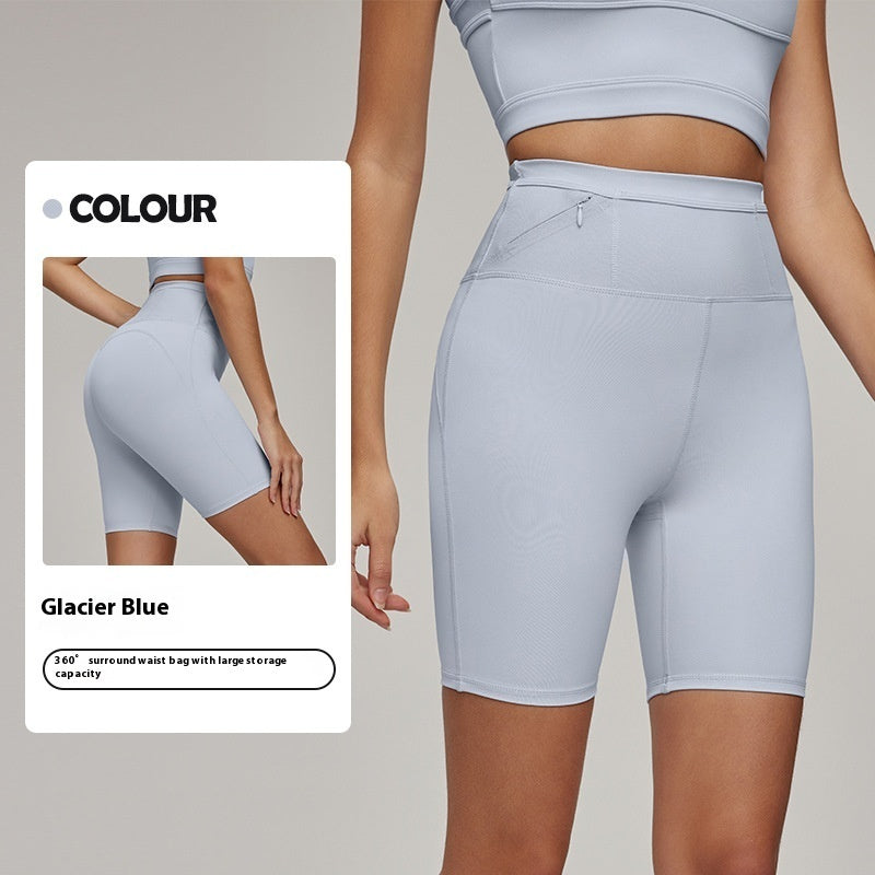 Ensfarvede yogashorts med fuld taljeopbevaring