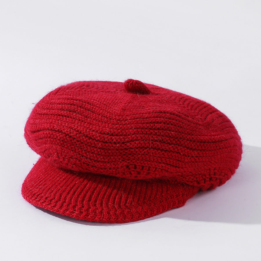 Middle-aged And Elderly Women's Velvet Solid Color Knitted Rabbit Fur Hat