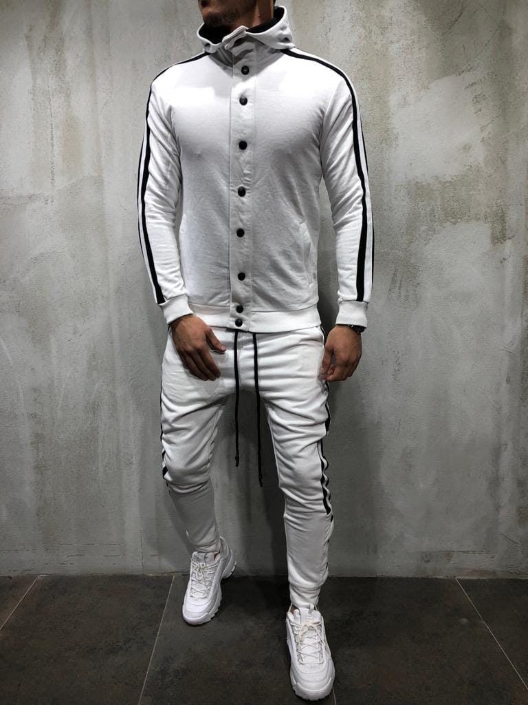 Hooded button cardigan men's sports