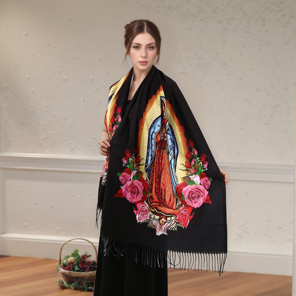 Virgin Printed Cashmere Women's Scarf All-match High Quality Warm Bib Shawl