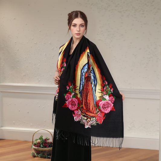 Virgin Printed Cashmere Women's Scarf All-match High Quality Warm Bib Shawl