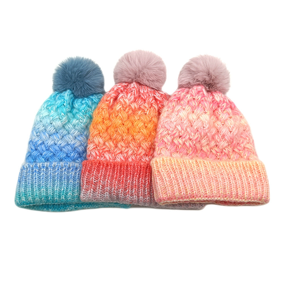 Cold-proof Woolen Cap Female Fleece-lined Thermal Knitting